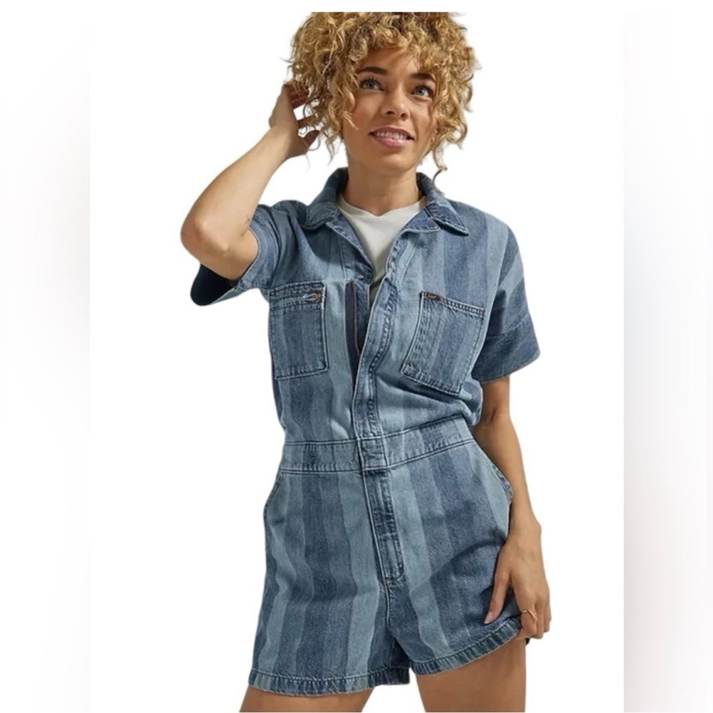 Striped Denim Romper
